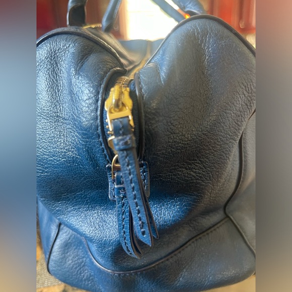 TORY BURCH BLUE LEATHER SATCHEL. EUC - Picture 2 of 9